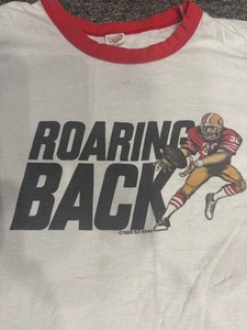 Vintage 80's 1980 San Francisco 49ers Roaring Back NFL Ringer T-Shirt Large USA