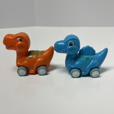 Dinosaur Pull Back Cars Two Dinosaur Vehicles Cute Orange T-Rex And Blue Spino