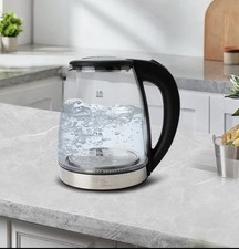 Electric Glass Kettle– 2L Fast Boil Bpa-Free with Blue LED & Boil-Dry Protection