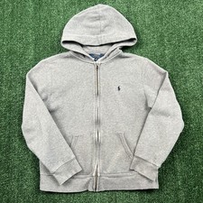 Polo Ralph Lauren Boys (L/G) 14-16 Heather Gray Full Zip Hoodie Distressed Pony