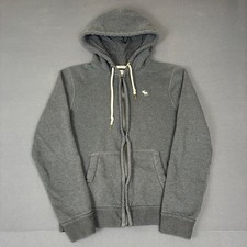 Y2K Abercrombie  Fitch Gray Full Zip Moose Logo Hoodie Men's Size Medium