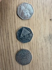 Joblot 3 Collectible 50p Coins - 2012 Olympic Taekwondo, Badminton & 2011 WWF