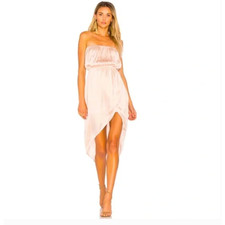 Lovers + Friends Night Lights Strapless Satin Midi Dress M Blush Pink Cocktail