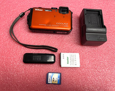 GENUINE Nikon COOLPIX AW100 16MP Waterproof GPS Camera Orange/W BATTERY CHARGER.