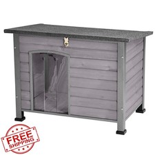 Suumerpety Dog House L-Grey Iron Frame Wood Weatherproof