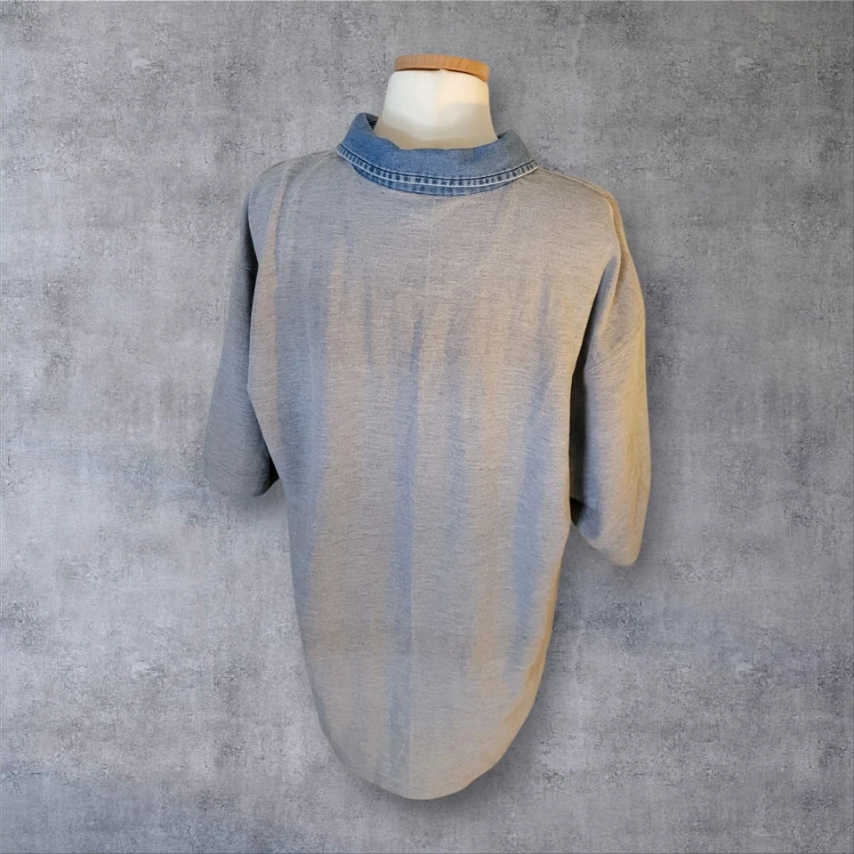 Vintage Boca Classics Polo Shirt with Denim Collar Size XL - Imagem 4 de 4