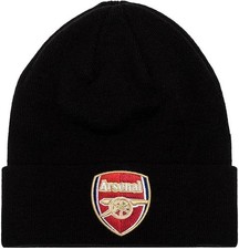 Arsenal Gunners Knitted Black Beanie Hat with Turn-Up Cuff and Embroidered Crest