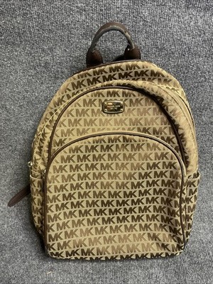 Michael Kors Tan and Brown Monogram Backpack