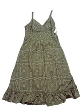 Apt.9 Women's Olive Green Ruffled Midi Summer Vacation Dress Smocked Back Sz 14