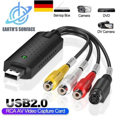 USB Audio-Video Capture Adapter USB 2.0 zu RCA für TV DVD VHS Aufnahmegerät
