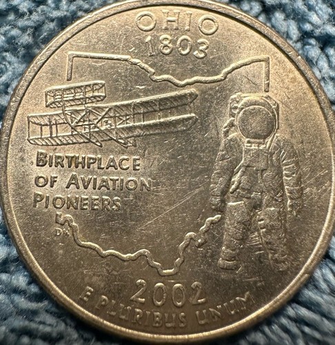 Struck thru wire on a Denver coin is rare,2002D-Ohio State Quarter auction - Picture 20 of 22