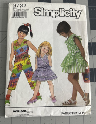 Simplicity 9732 Sewing Pattern Capri Pants Skirt Top Todder & Girls' Size 3 - 6X