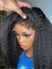 13x6 Lace Front Human Hair Wig With Kinky Edges Baby Hair 360 Transparent Lace