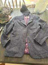 Vintage Liz Claiborne Wool Blend Speckled Blue Tweed Blazer, Sz 8