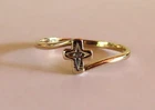 Real Solid 10k Gold Ring w/ Cross Tiny Diamond & Thin Band Size 6 Signed