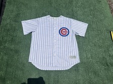 Chicago Cubs White Pin Stripe Majestic Cool Base Blank Men's Jersey size XL