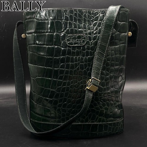 BALLY Shoulder Bag Green Leather 20a
