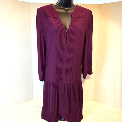 Anthropologie Maeve Galina Drop Waist Women's Dress Plum Purple Sz M