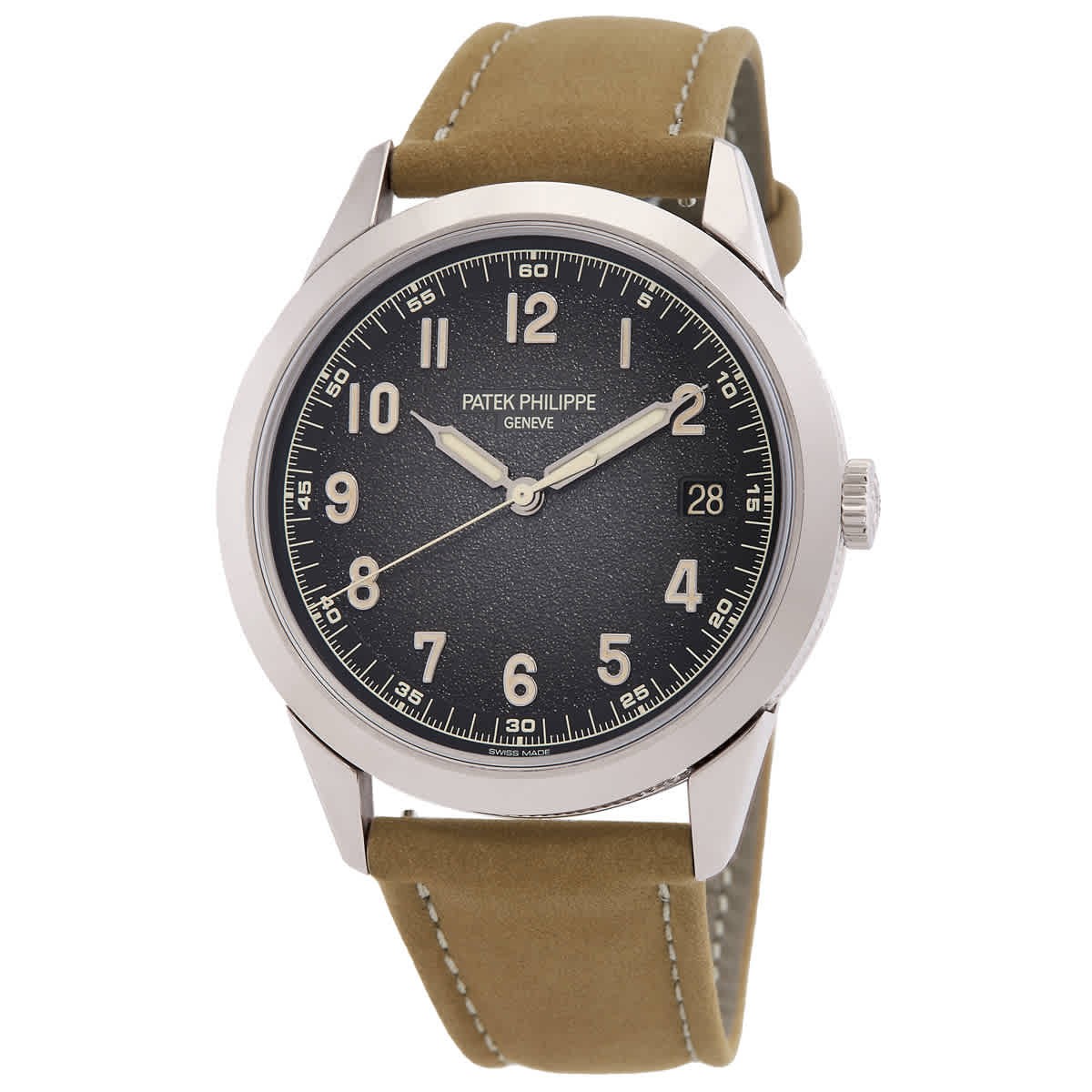 Patek Philippe Calatrava Automatic Men's Watch with Textured Charcoal Gray Dial