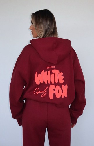 White Fox Boutique Capsule 09 Hoodie - Burgundy, XXS/XS