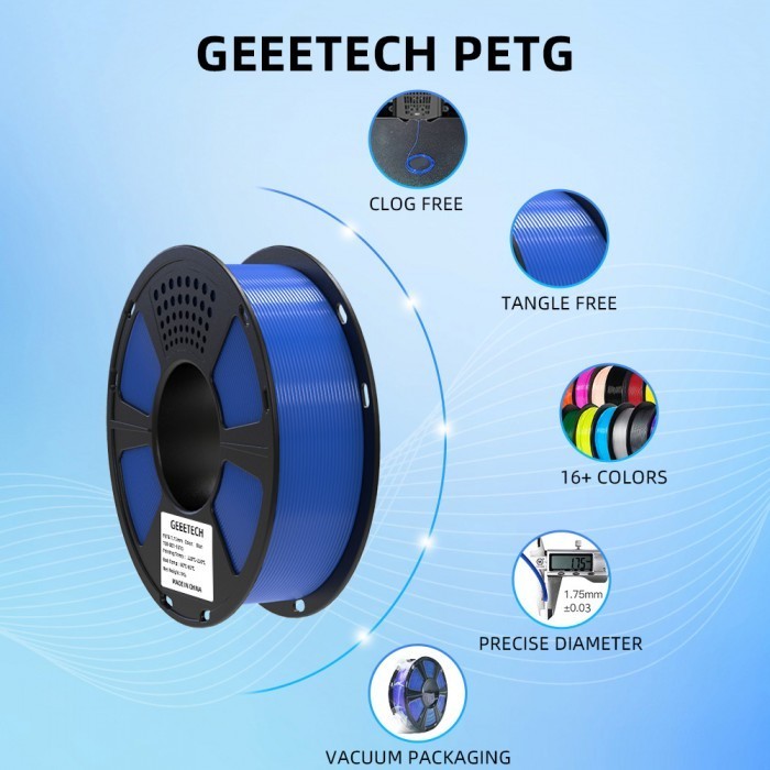 Geeetech PETG 3D Drucker Filament 1,75mm 1kg Blau Chemikalienresistent PETG DE - Bild 3