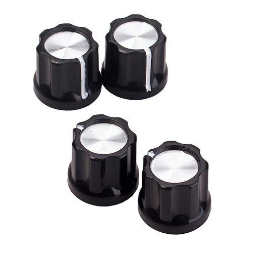 8 Pezzi Manopola Amplificatore Chitarra Basso Nero Argento Pulsanti Tipo D Albero Pot Manopole (Nero) - Foto 4 di 12