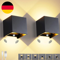 2 StüCk Akku Wandleuchte Mit Bewegungsmelder, 6W Usb Aufladbare Wandlampe 3600Ma