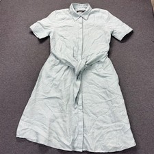 Ralph Lauren LRL Dress Womens 8 Linen Shirt Dress Tie Waist Short Sleeve Aqua