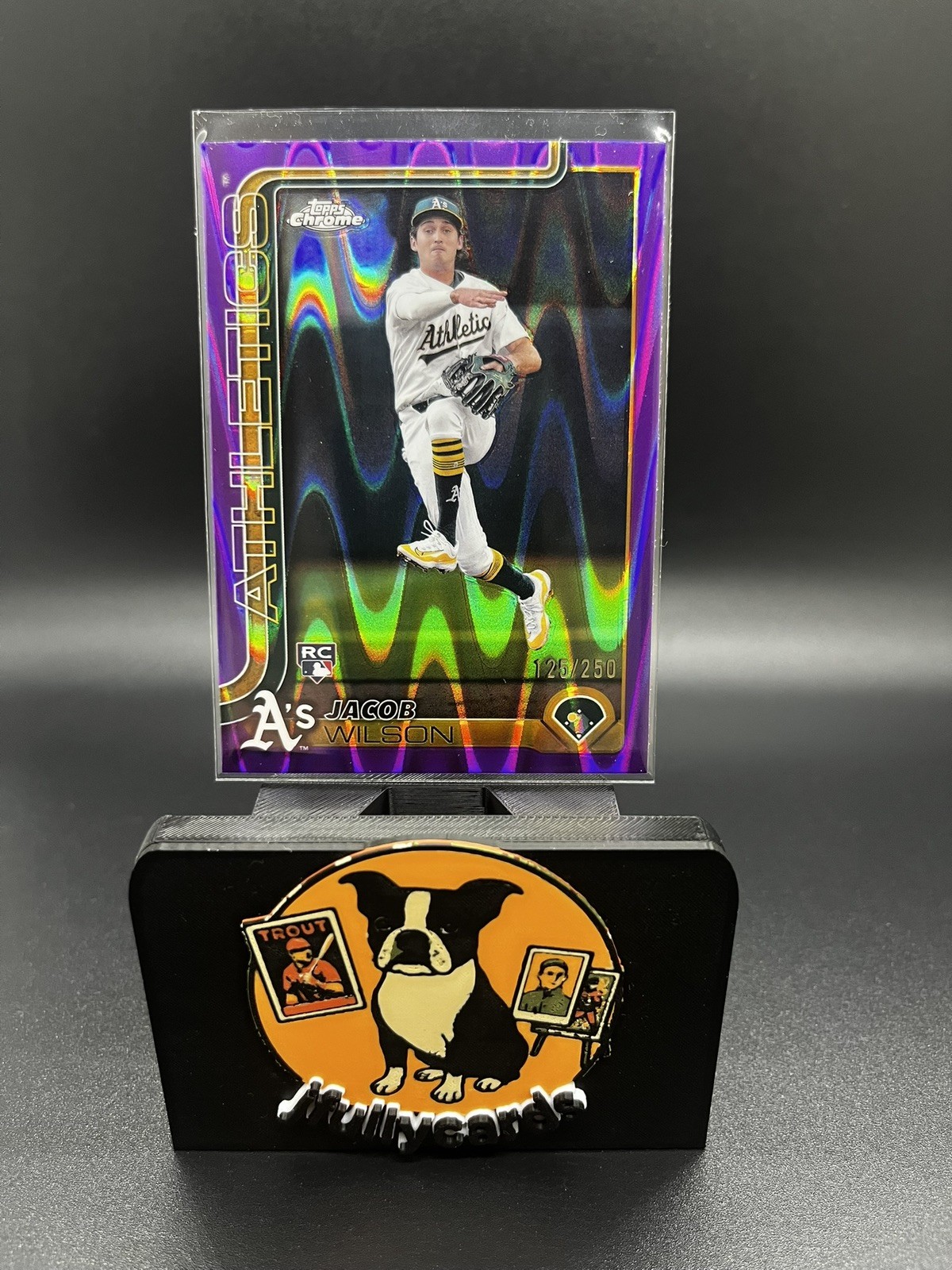 2025 Topps Chrome - Jacob Wilson #96 Purple Raywave Refractor /250 (RC) Oak A's