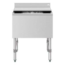 Pemberly Row 24" Commercial Underbar Ice Bin with Siding Lid in Stainless Steel