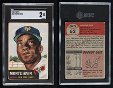 1953 Topps Monte Irvin #62 SGC 2 HOF