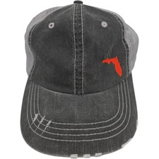 Florida State Mesh Snapback Cap Distressed Black Gray One Size
