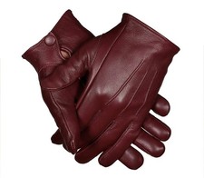 Unlined Leather Driving Gloves with Snaps, Soft And Comfortable