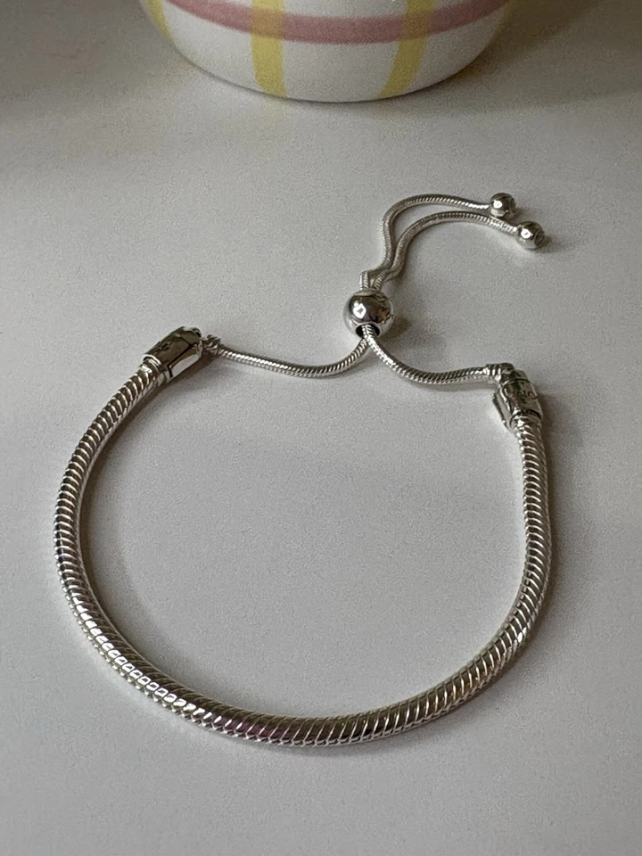 Pandora Moments Sterling Silver Snake Chain Slider Bracelet 599652C01 - Image 3 of 4