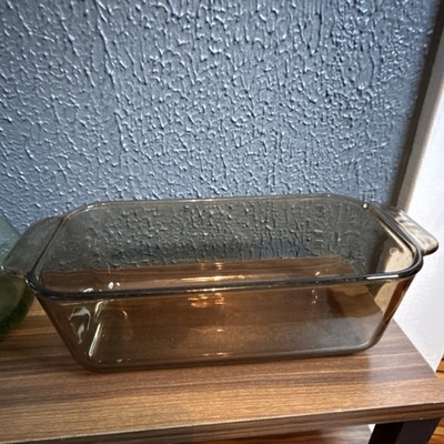 PYREX Brown Glass Rectangle Loaf Pan 1.5 qt Oven Microwave Safe A-14