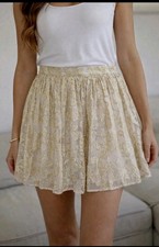 Abercrombie  Fitch Junior Mini Floral Lined Ivory/Gold Skirt Size Small - NWT