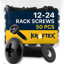 12-24 Rack Screws 50Pk   Rack Mount Screws with Nylon Washers for Server, Netw