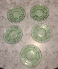 5 Vintage Delicate Green Depression Glass Dessert Plates, Duncan & Miller