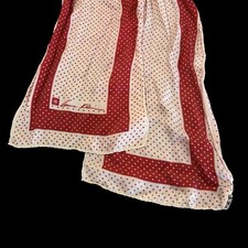 Vintage Anne Klein Scarf Silky Long Red White Polka Dot See Pics Accessories