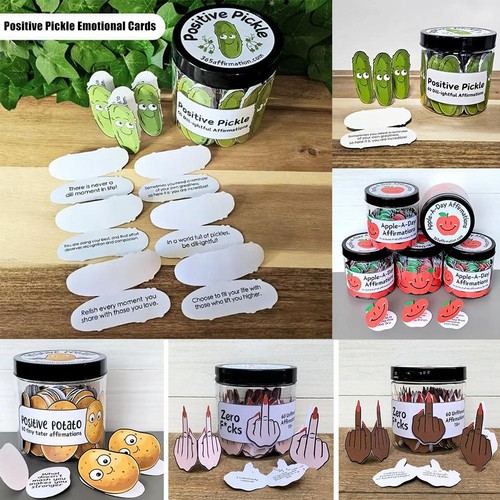 Positive Pickle Emotional Support Affirmation Cards, 60x Positive Messages^*