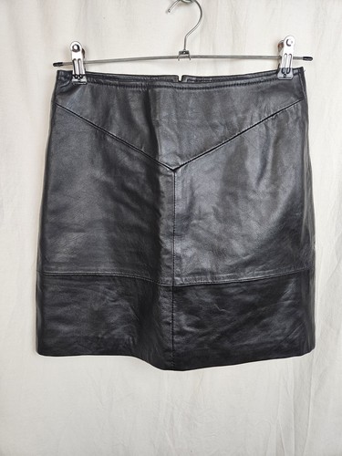 Urbancode Leather Mini Skirt 8 UK Black Lined Classic Rock Biker Punk Boho - Picture 16 of 24