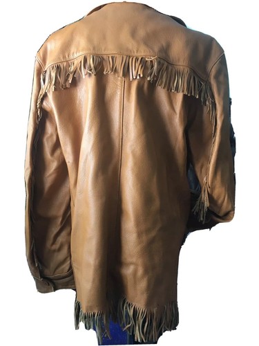 Vintage DeerWear Leather Fringed Jacket Size 40 Deer Wear Tan - Picture 2 of 7