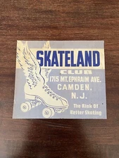 Original Vintage Roller Skating Rink Sticker Decal Label Camden NJ Skateland