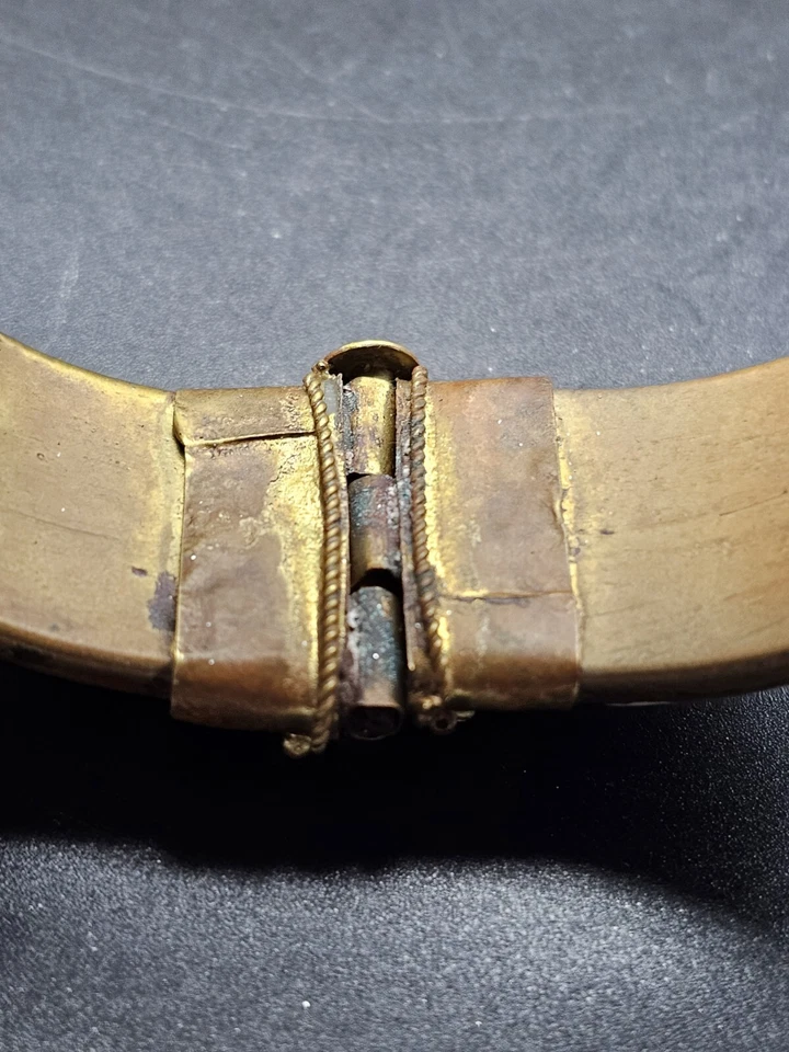 Vintage Bone & Brass Bracelet And Bangle Large Brown Agate Stone Tribal - Image 4 of 4