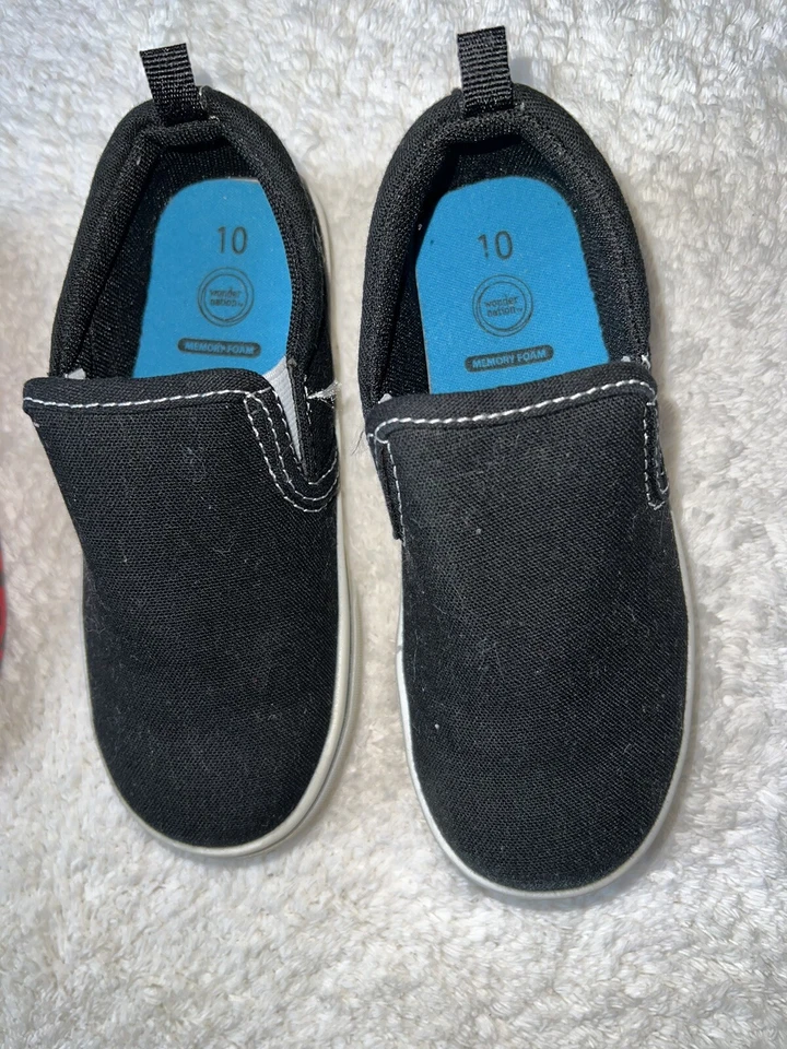 Champion Sandalias Negro Lona Zapatos Sin Cordones Niño Pequeño Niño Zapatos Talla 10 Foto 4 de 4