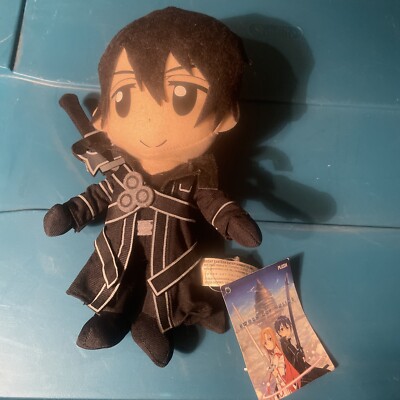 NWT Sword Art Online Anime 8'' Plush Toy Doll Black Swordsman Kirito #52013
