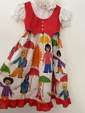 vintage 60s 70s Kate Greenaway Girls Party Dress Cottage Prairie Hippy Print
