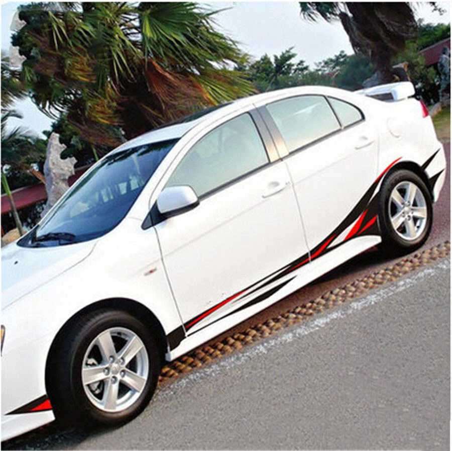 Red&Black Wheel flame trajectory  Car Side Body Waterproof Vinyl Decal Sticker - Image 2 of 4