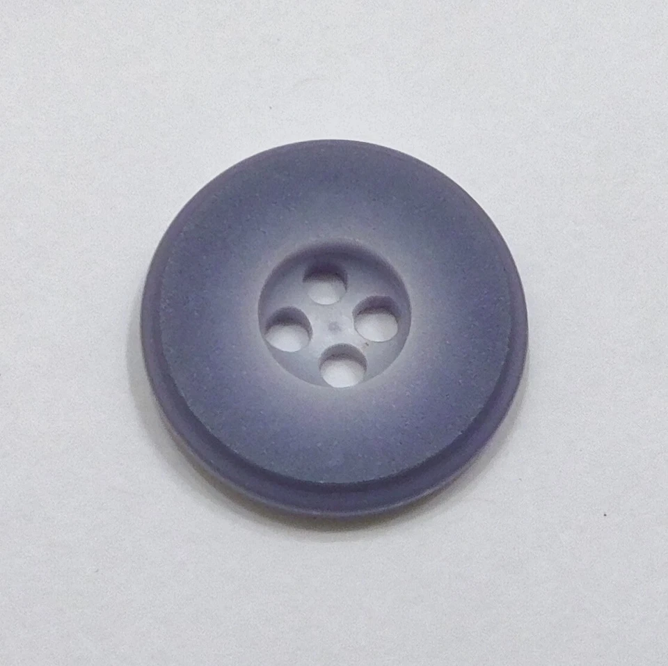 Set 6 Vintage Buttons Smoky Lilac Matte 4-Hole Flat Wide Rim Shiny Back 3/4" - Image 2 of 4