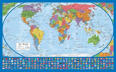 Equal Earth World Map Poster - Map Design Shows Continents at True Relative Size